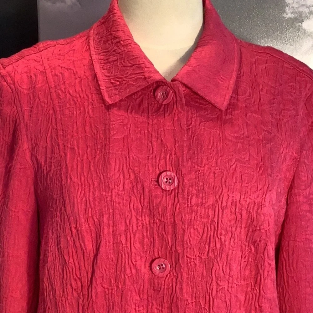 Coldwater Creek Matelasse Pink French Cuff Cotton Blend Jacket Blazer Sz 16